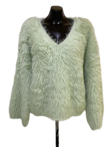 Suéter de cuello en V, suelto, de color liso y manga larga, de creación original 