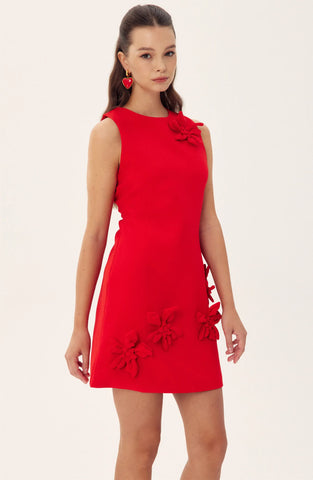 Madeline Sleeveless Floral Applique Mini Dress