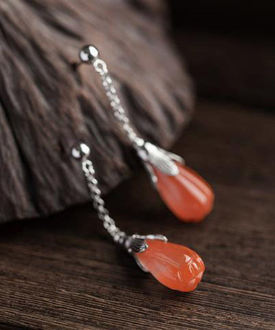 Damen-Ohrringe aus Sterlingsilber mit Jade-Quaste 