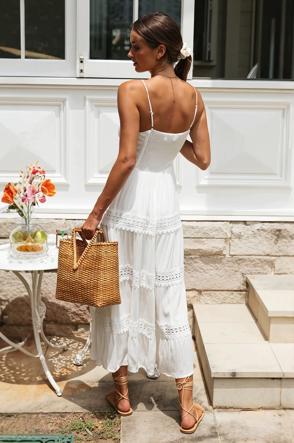 Lace Spliced Swing Cami Boho Dress