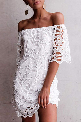 Trägerloses One-Shoulder-Hohlkleid INS lässiger Partykleidrock 