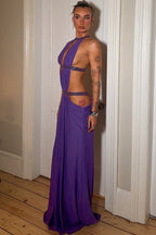 Elegant Sexy Cutout Rhinestone Backless Maxi Dress