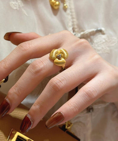 Anillos florales retro dorados con cobre 