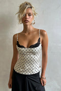 Sexy Lace Polka Dot Patchwork Slim Cami Top