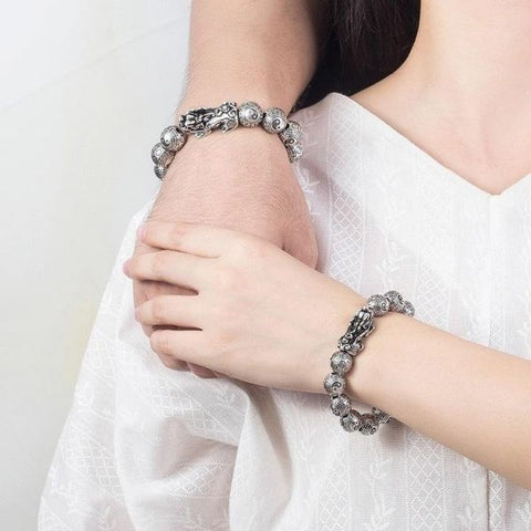 Tibetan FengShui PiXiu Wealth Silver Bracelet