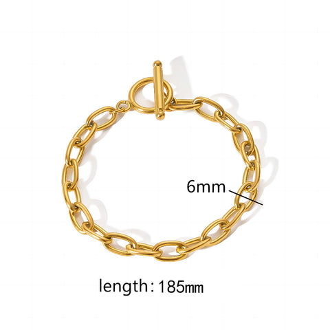 Pulseras de cadena de acero y titanio dorado con hueso de serpiente 