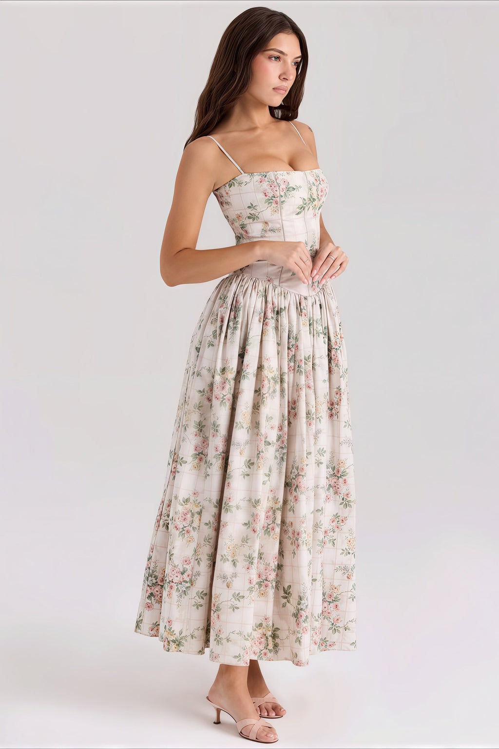 Floral Waist Tie Tube Cami Vacation Maxi Dress