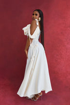 Solid Asymmetrical Shoulder Cowl Neck Cami Maxi Dress