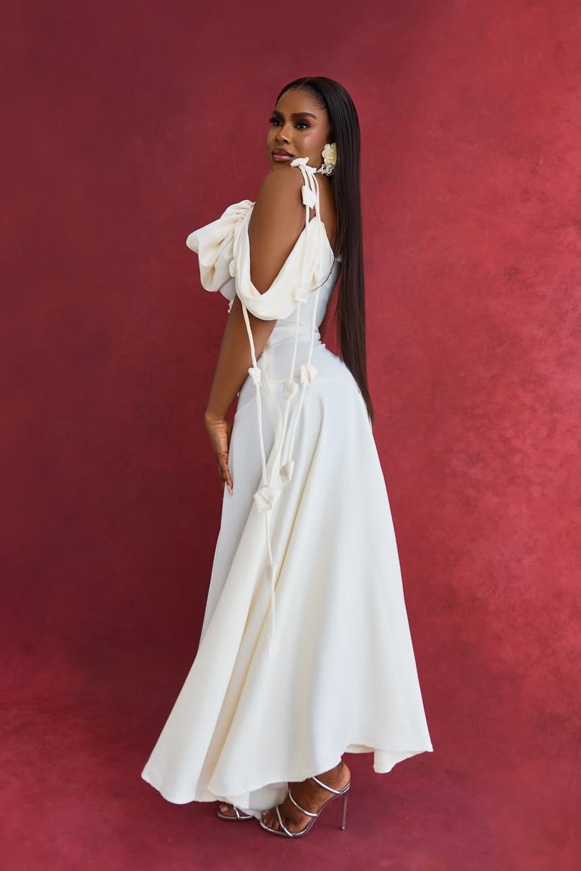 Solid Asymmetrical Shoulder Cowl Neck Cami Maxi Dress