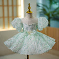 Ballkleid für Kleinkinder, Mädchen, Festkleid, Prinzessin, Grün, Pailletten, Puffärmel, Kommunionskleid 
