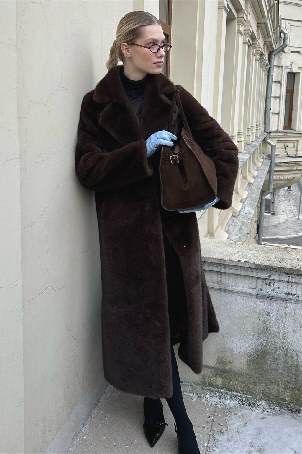 Belted Longline Faux Fur Insulated Overcoat