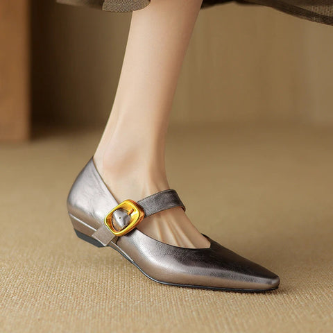 New Size 34-40 INS Brand Women Ballet Flats Shoes Soft Real Leather Pumps Shoes for Woman Strap Wedding T-Strap Heel Shoes