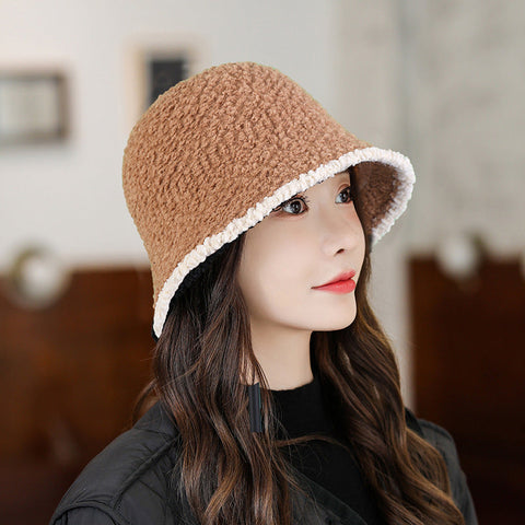 Gorro cálido de punto empalmado artístico de invierno para mujer 