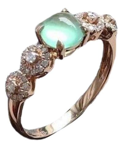 Vintage Roségold Sterling Silber Overgild Zirkon Jade Ringe 