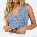 Denim Button Chic Crop Top