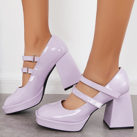 Platform Mary Jane Pumps Block Chunky Heel Ankle Strap Lolita Shoes