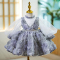 Vestido de primera comunión para niña, vestido de princesa para niña de las flores, vestido esponjoso de malla con cuentas rosas 