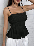 Elegant Multi Ruffle Solid Cami Top