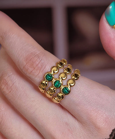 Boho Gold Sterling Silber Overgilt Türkis Edelstein Ring Dreiteiliger Ring 
