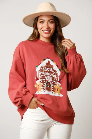 Autumn Winter Women Clothing Crew Neck Casual Loose Christmas Sequined Sweater for Women