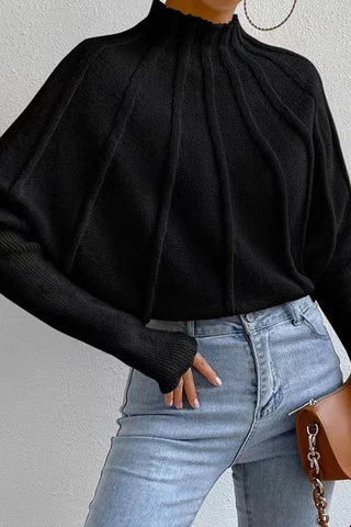 A-Linien-Pullover aus gerippter Wolle für Damen im modischen Design 