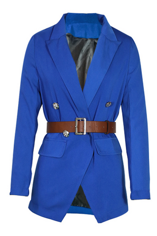 Prenda exterior de cuello vuelto con parches lisos de calle (3 colores) 