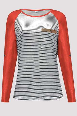 Lässige Patchwork-Oberteile mit O-Ausschnitt 