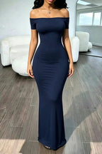 Off Shoulder Stretch Slim Sexy Bodycon Maxi Dress