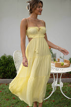 Casual Chiffon Cutout A-Line Maxi Dress