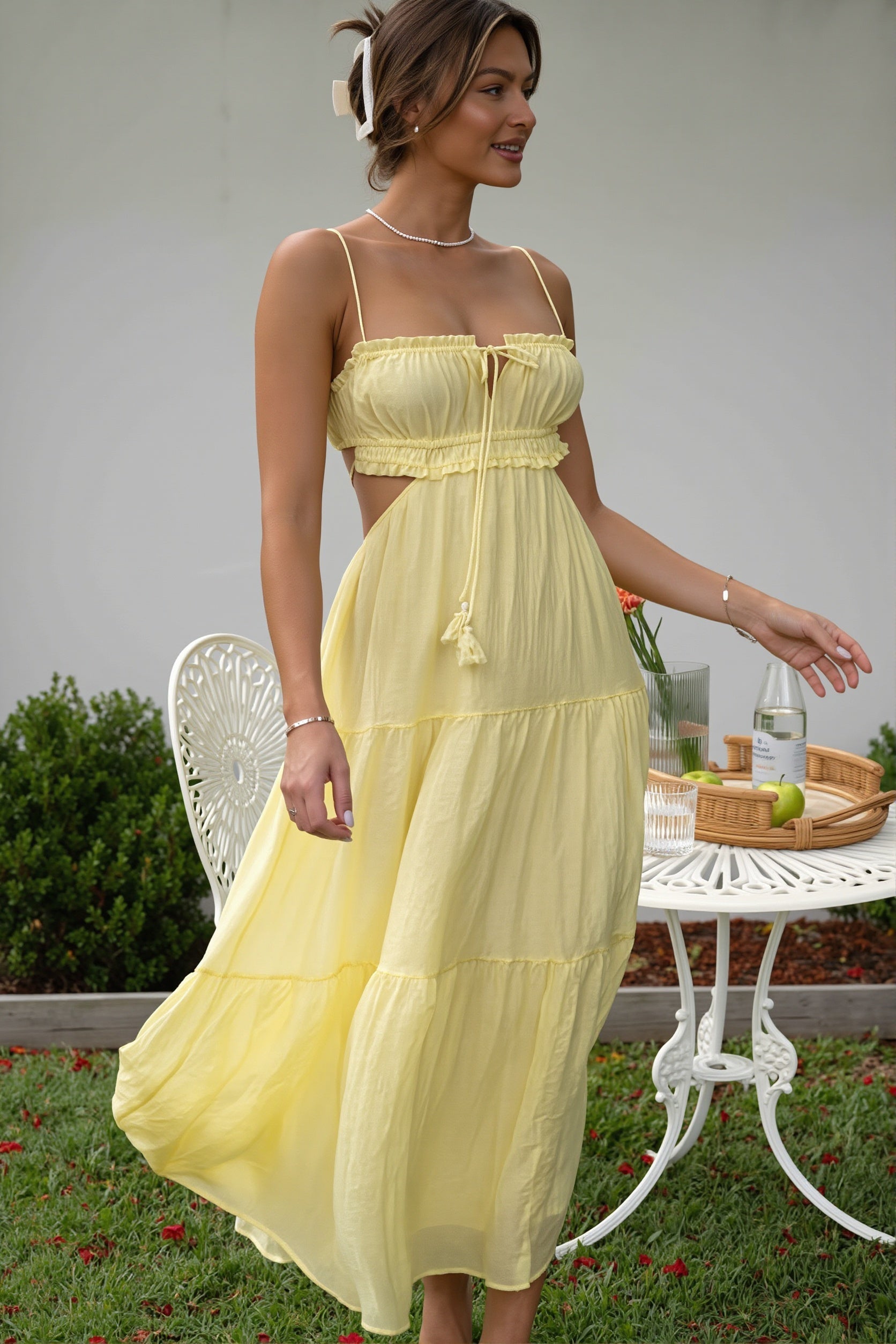 Casual Chiffon Cutout A-Line Maxi Dress