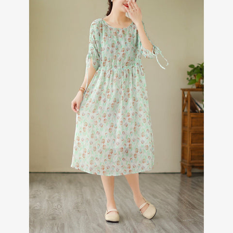 Summer Retro Casual Linen Floral Dress