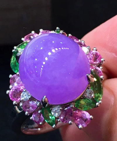Lässige lila Edelstahl Kristall Zirkon Jade Ringe 