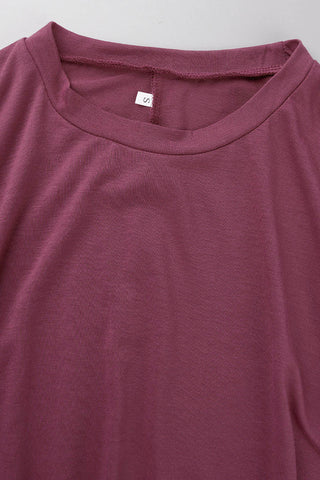 Tops casuales de cuello redondo con bolsillos y parches sólidos (13 colores) 