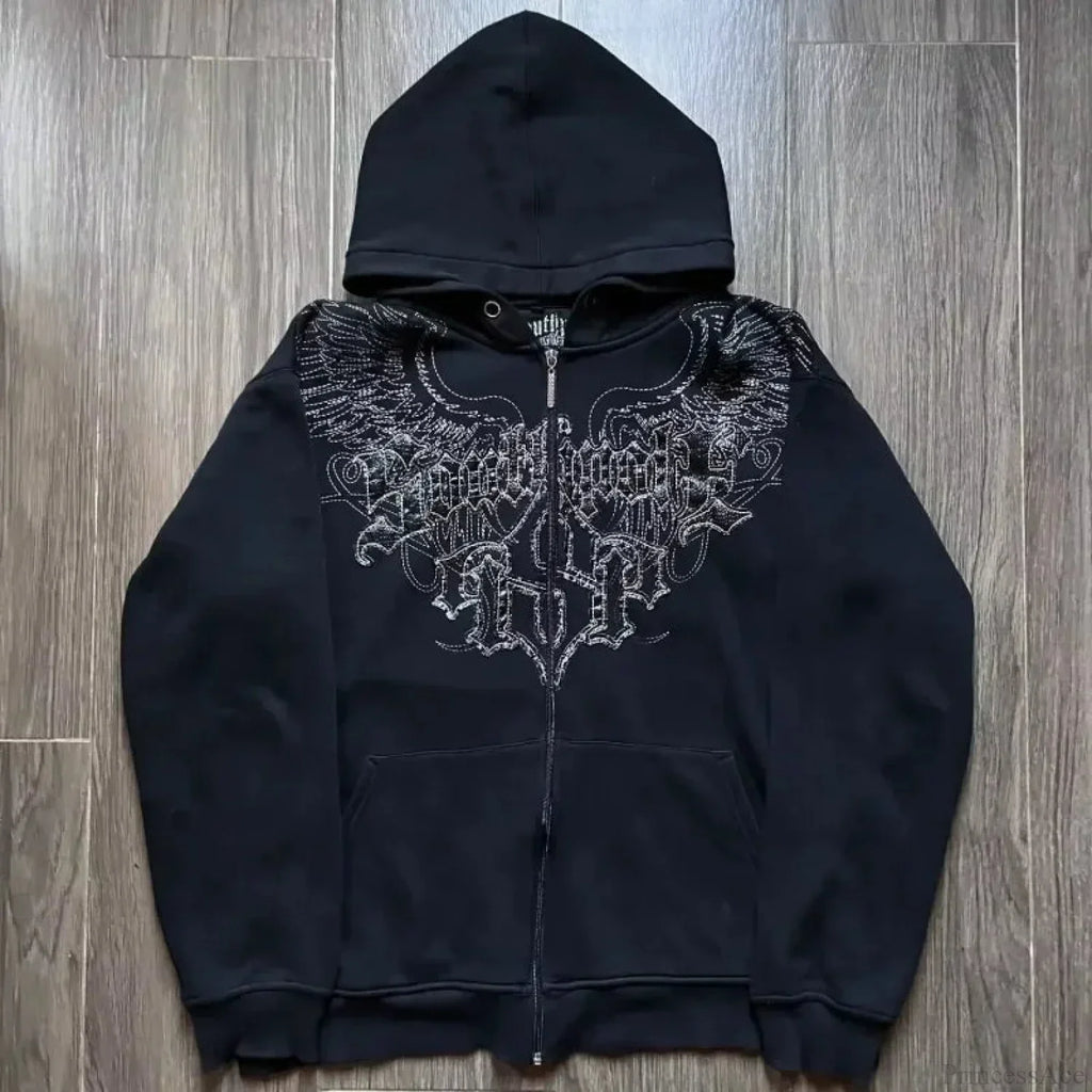 Distress Medieval Vintage Zip Hoodie