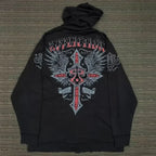 Distress Medieval Vintage Zip Hoodie