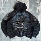 Distress Medieval Vintage Zip Hoodie