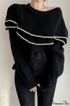Double Ruffled Off-Shoulder French Vintage Knit Top