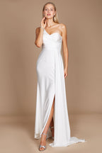 Vestido de novia largo de un solo hombro
