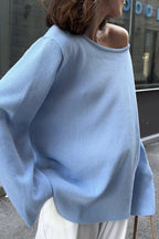 Cotton Pullover Open-Back Loose Sexy Knit Top