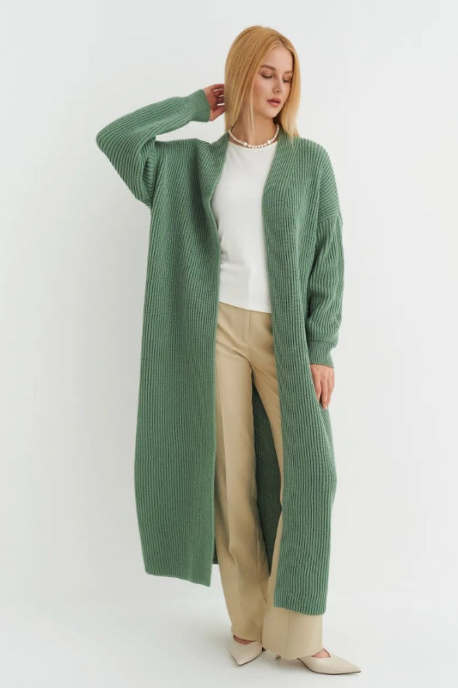 Oversized Long-Length Knit Cardigan