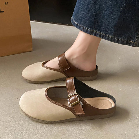 Flats Mules Shoes Women Casual Cozy Soft Walking Slippers 2024 Summer Slingback Flip Flops Sandals Fashion Dress Femme Slides