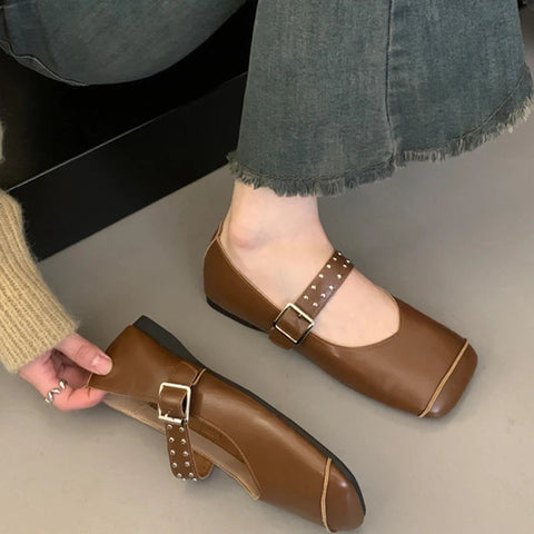 Ballet Dance Flats Women Loafer Shoes Square Toe Dress Shallow Soft Shoes 2024 Fashion Cozy Designer Spring Casual Femme Shoes