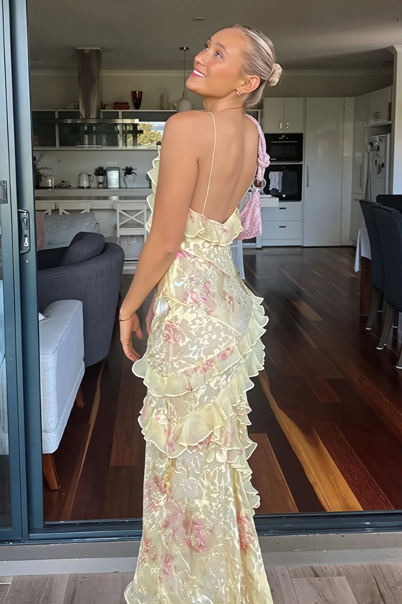 Jacquard Gradient Wave Maxi Dress