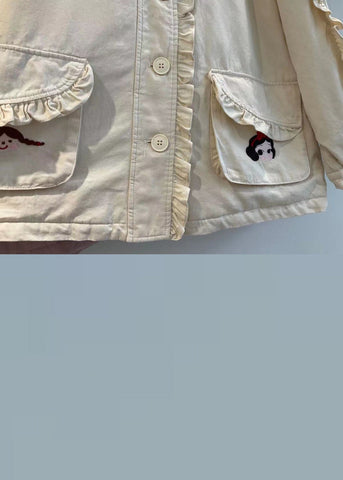 Lose Khaki Kapuzentaschen Taschen Baumwollmäntel Langarm 