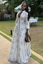 Casual Stand Collar Button Maxi Dress