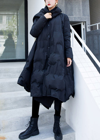 Französischer schwarzer Bogentaschen-Patchwork-Entendaunenmantel Winter 