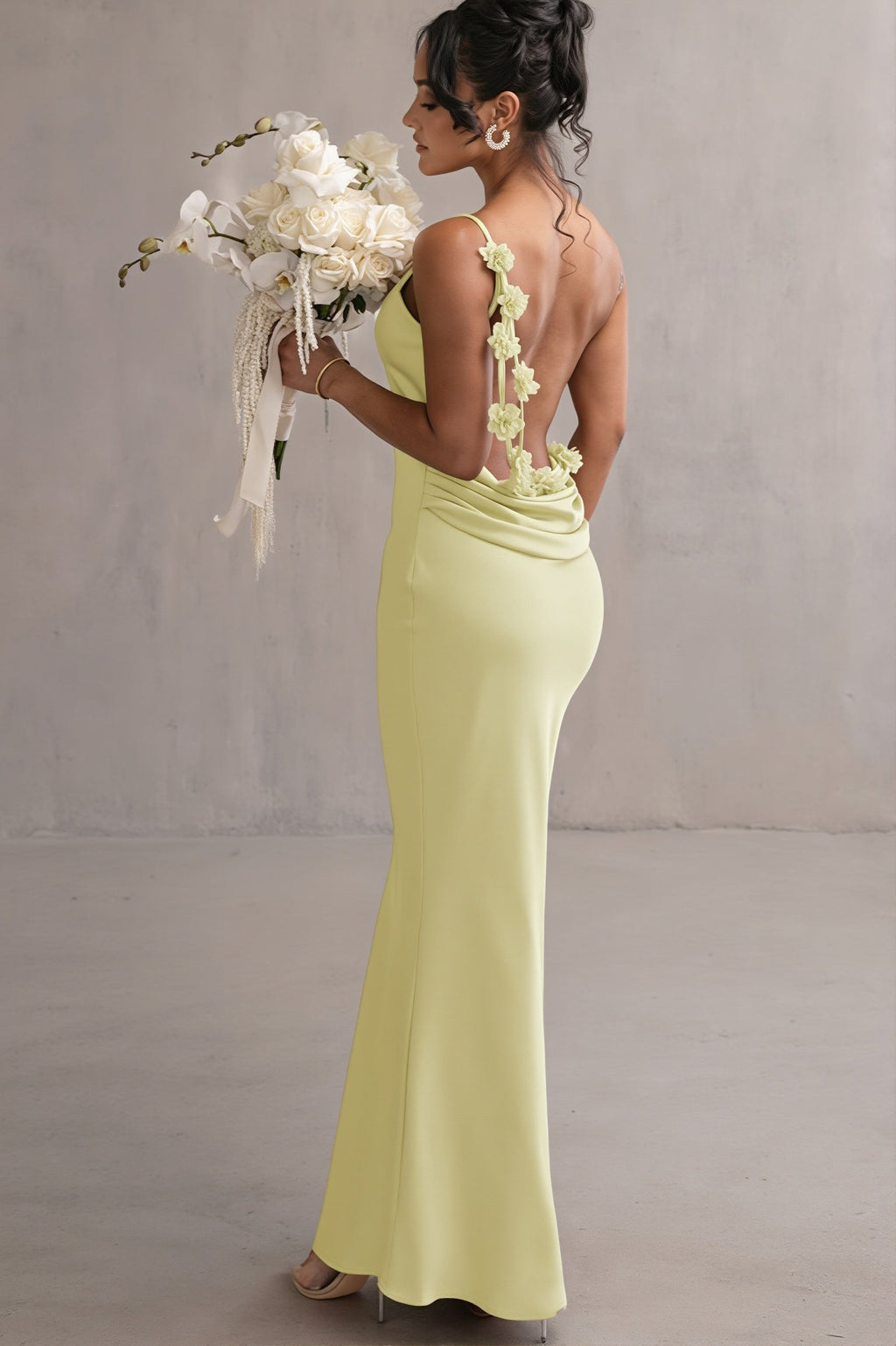 Sexy 3D Flower Cami Open Back Maxi Dress