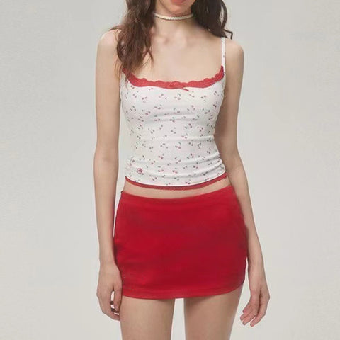 Lace Patchwork Camisole Top Women Summer Crop Top Girls Cute Backless Sleeveless Tops Casual Y2K Clothes