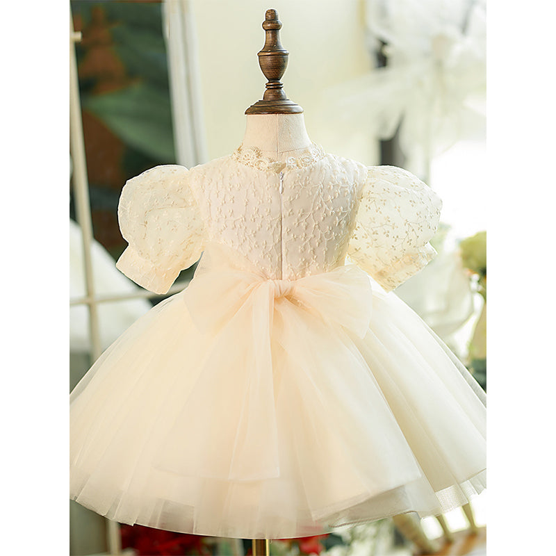 Vestido de niña pequeña blanco con vuelo, para comunión, desfile, princesa, bautizo 