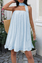 Chiffon Cutout Back Elegant Mini Dress